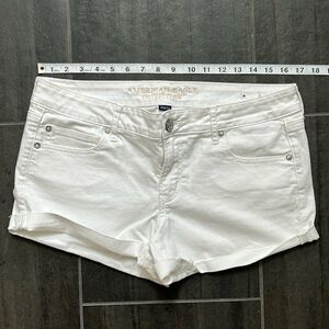 American Eagle Outfitters White Jean Shorts Super Low Shortie Stretch